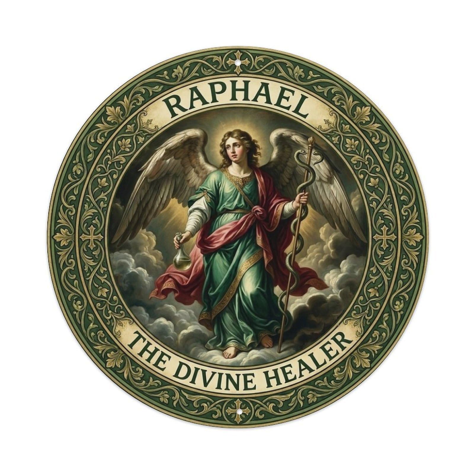 Healing Guide Archangel Raphael The Divine Healer Metal Tin Sign
