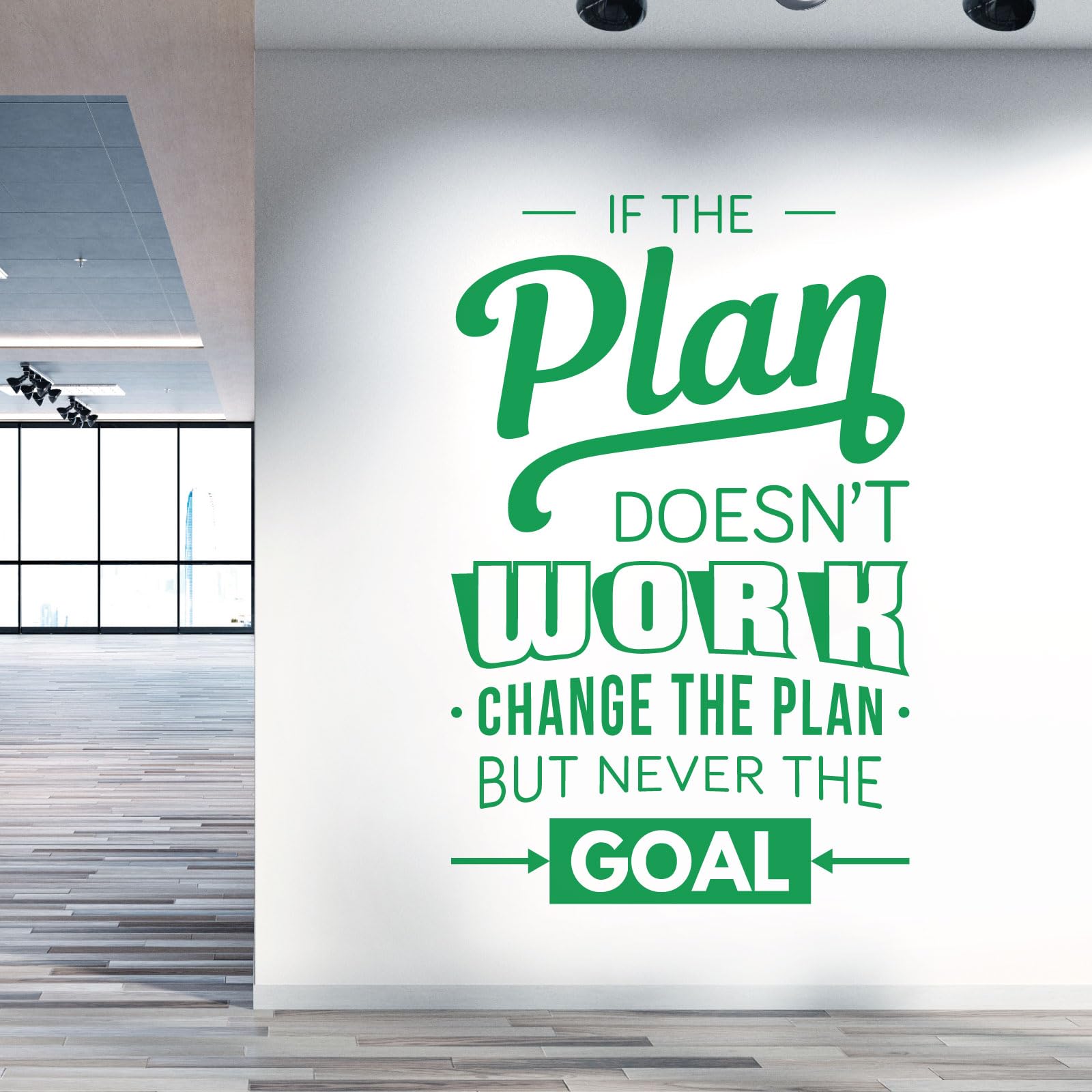 Wandaufkleber mit Aufschrift "If the Plan doesn't work, Change the Plan, but Never the Goal", Firmenbüro, Kaktus,