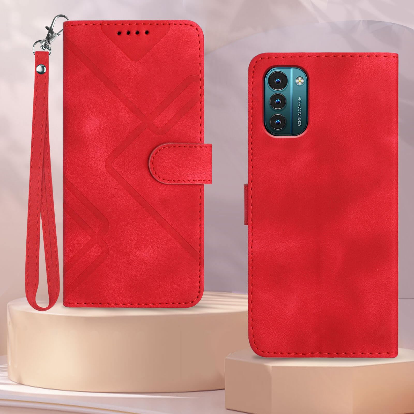 Custodia Per Nokia G11/G21, Con Cerniera, Portafoglio Custodia Flip In Finto Cuoio Con Tasche Per Carte Supporto E Passante Per Mano Blu  S2 536634630