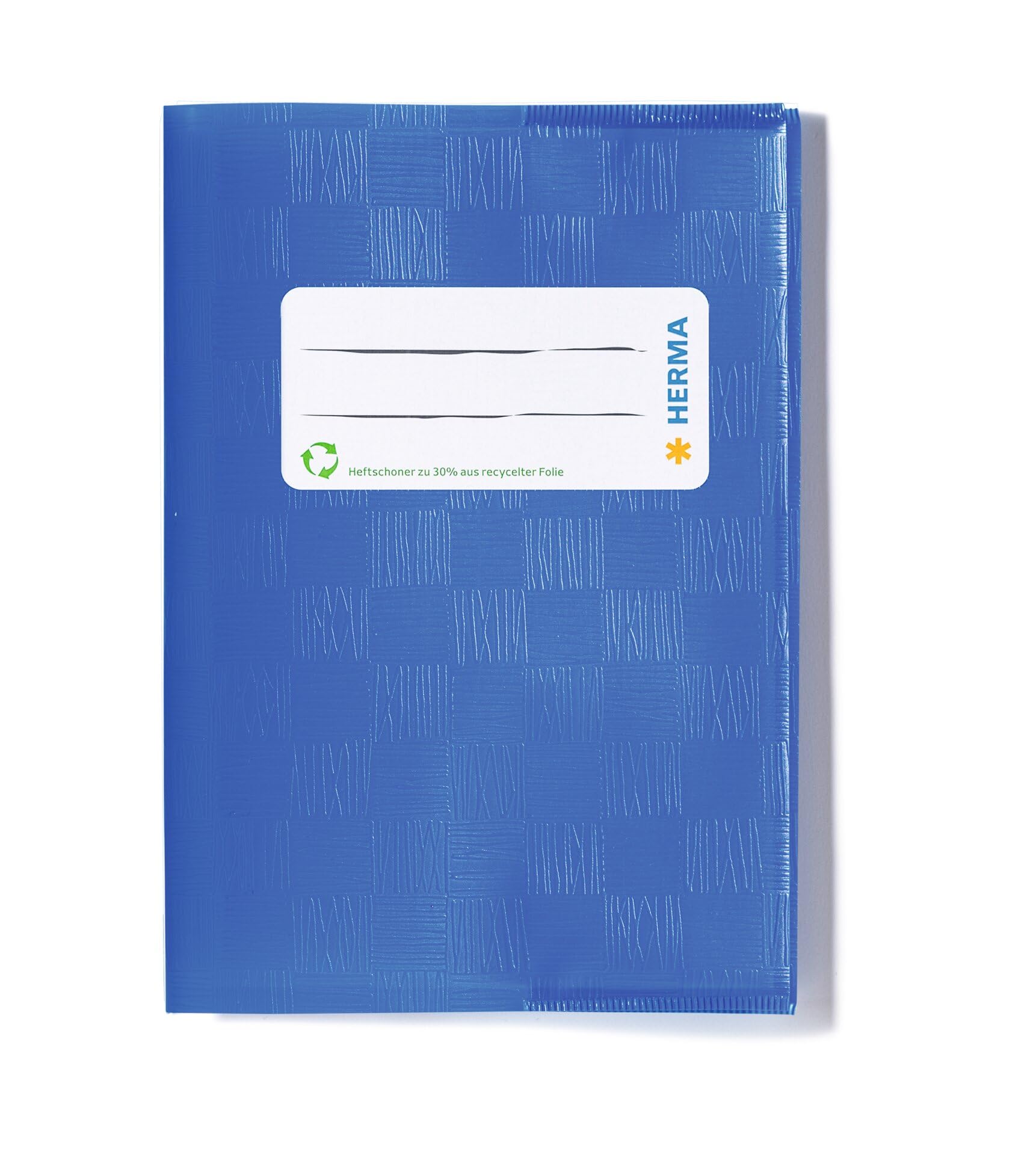 HERMA 19897 Notebook Covers A6 High Raffia Blue, Pack of 10, Book Covers with Label & Raffia Structure Made of Durable & Wipe-Clean Polypropylene Film, Exercise Book Cover for School Notebooks,