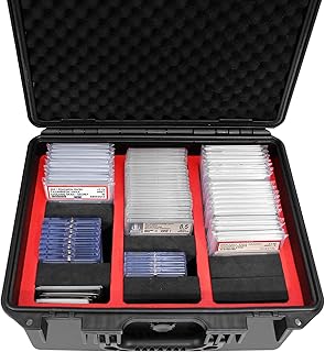 AMAZEAR Graded Card Storage Box Fits 102 Card Slabs Waterproof Graded Card Case Sports Card Storage Box PSA Slab Display Case for PSA CSG BGS SGC Magnetic Card Holder and Top Loaders