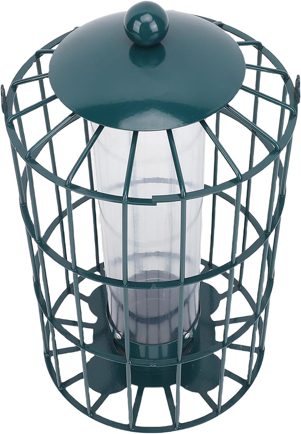Pssopp Caged Bird Feeders, Squirrel Proof Large Capacity Easy to Refill Feeding Platform for Wild Birds Outside (7.1x12.6in Iron)