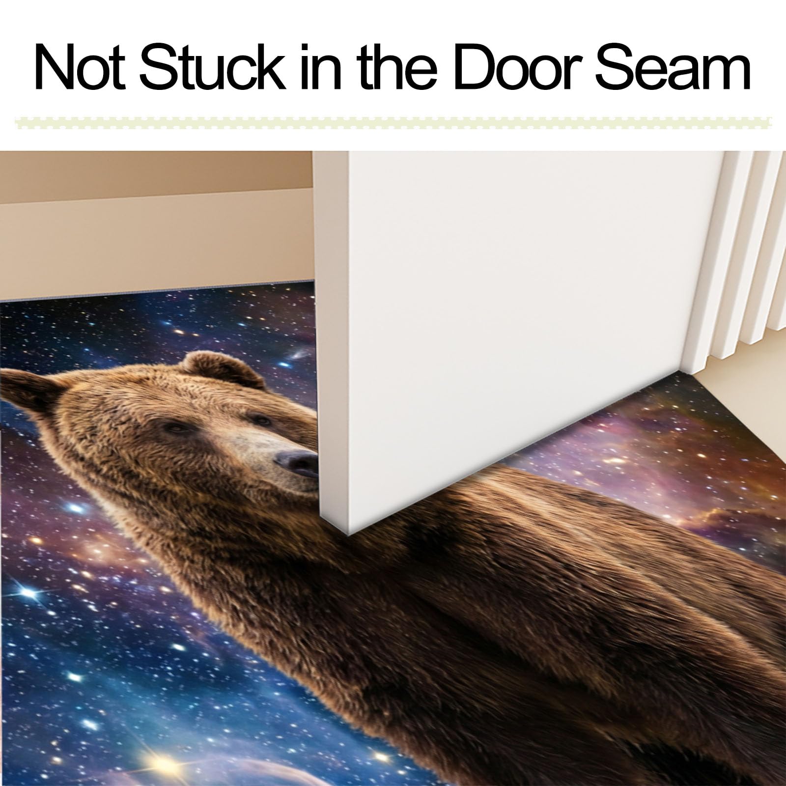Zerbino Interni Feroce Orso Bruno 60X90Cm, Antiscivolo Lavabile, Tappeto Da Ingresso Misterioso Paesaggio Di Cielo Stellato, Tappetino Pelo Basso Antipelo Per Porta D’Ingresso, Blu Scuro