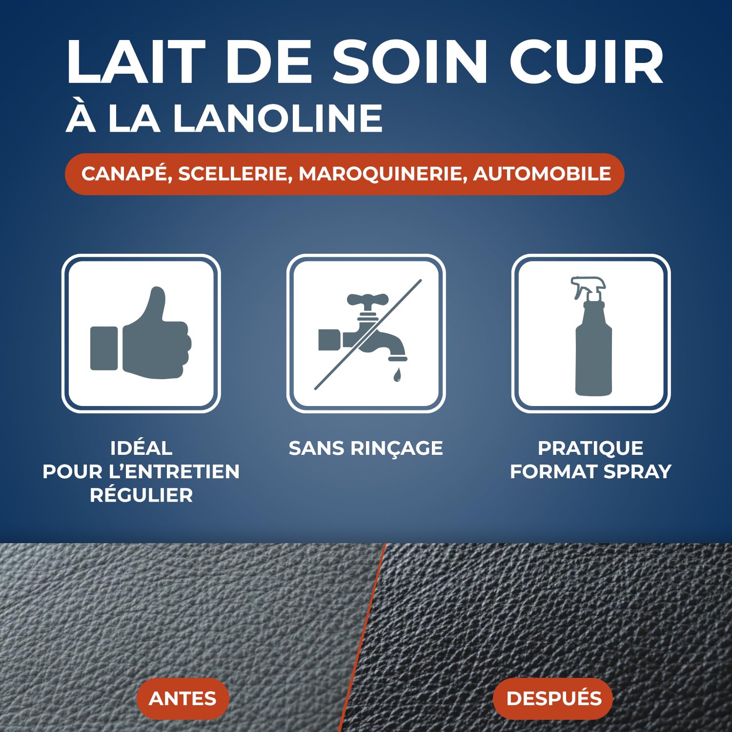 STARWAX - Leche para el Cuidado del Cuero - Limpia, hidrata y preserva - con lanolina - Spray 500ml - Sin aclarado -Práctico y fácil de usar