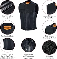 Vista 3 de GARGOYLE BELLS Chaleco de cuero para hombre, estilo SOA, con bolsillos para pistolas, chaleco para motociclista, para hombre