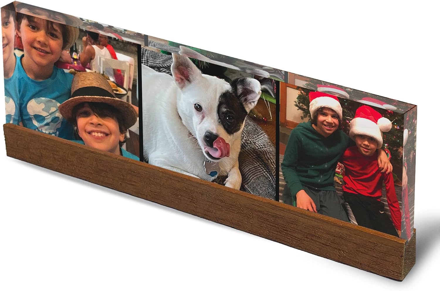 Artblox Personalized Custom Photo Prints On Acrylic Glass and Teak Wood Stand (10"x3") Turn Photos into Stunning Picture Frame Pictures From Your Phone Wedding Baby Dog Family Christmas Customized
