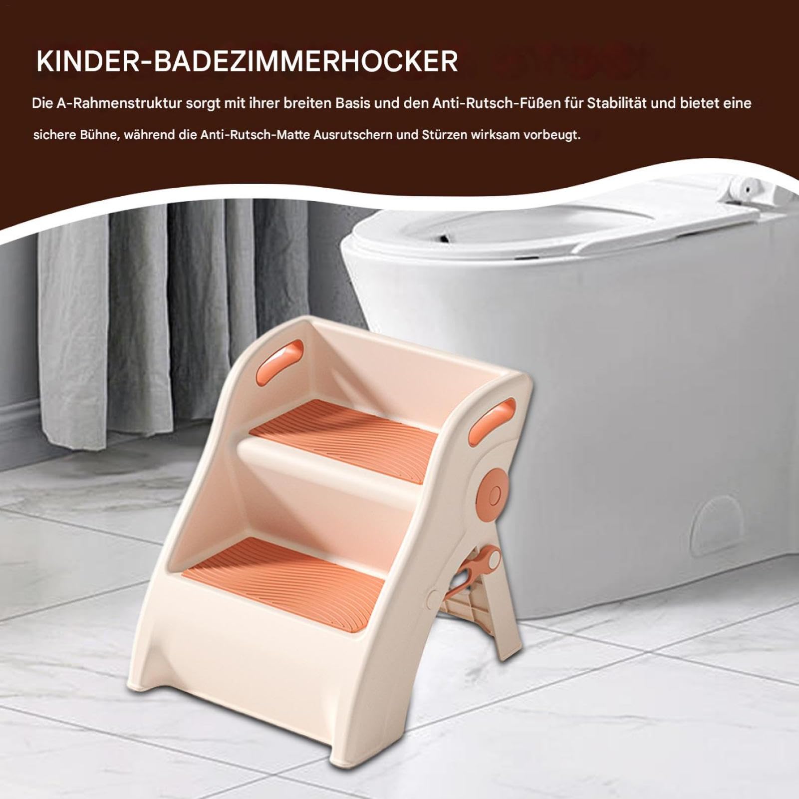 Fußhocker – Faltbare Kinderstufe, Rutschfester zweistufiger Lernhelfer, kompakte Waschbecken-Stützleiter, rutschfestes Badezimmer-Training, leichte Kinder-Kletterhilfe | Gesichtswaschhand