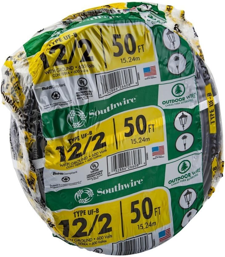 Southwire 13055922 12/2WG UF Wire 50-Foot, Copper