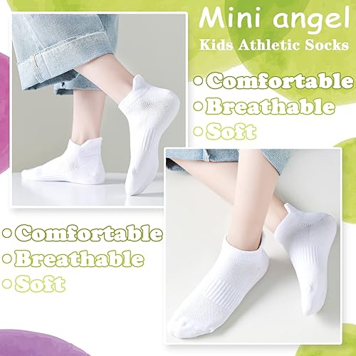 Miniatura 2 de Mini Angel Boys Athletic Low Cut Socks - 6 Pack Mesh Cotton Ankle Socks With Heel Tab for Youth Girls Sports