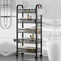 Vista 2 de Carrito de aperitivos con ruedas, cesta de frutas y verduras de 5 niveles, cesta de frutas, organizador y almacenamiento de despensa de cocina