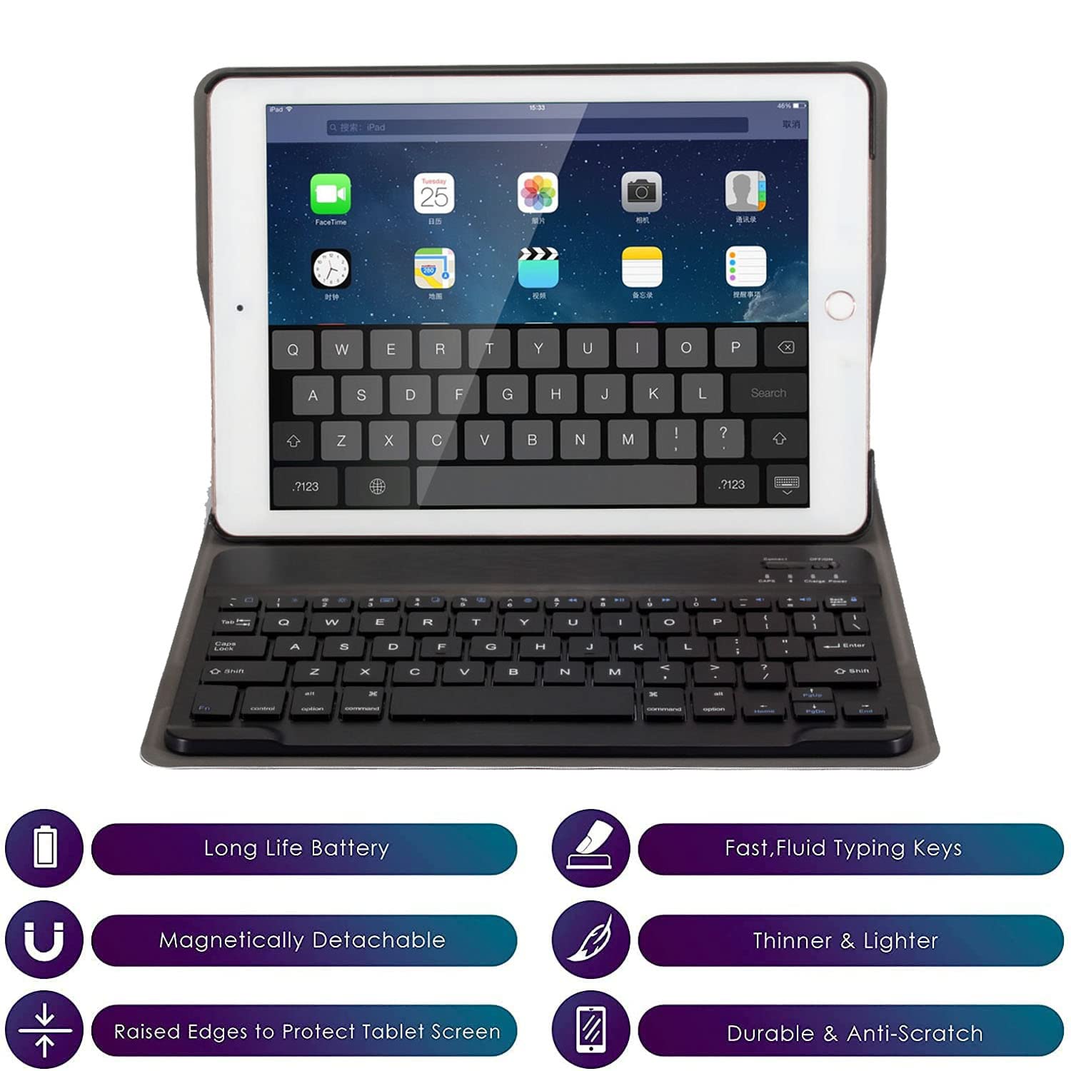 Coque Clavier Avec Touchpad Pour Ipad 9.7", Ipad 6Ème-5Ème Génération