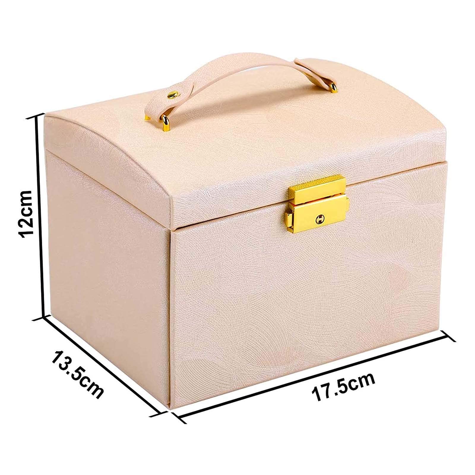 Joyero con Cerradura y 2 cajones con Espejo de Piel para Joyas con Gran Capacidad para Pulseras, Pendientes, Anillos y Collares