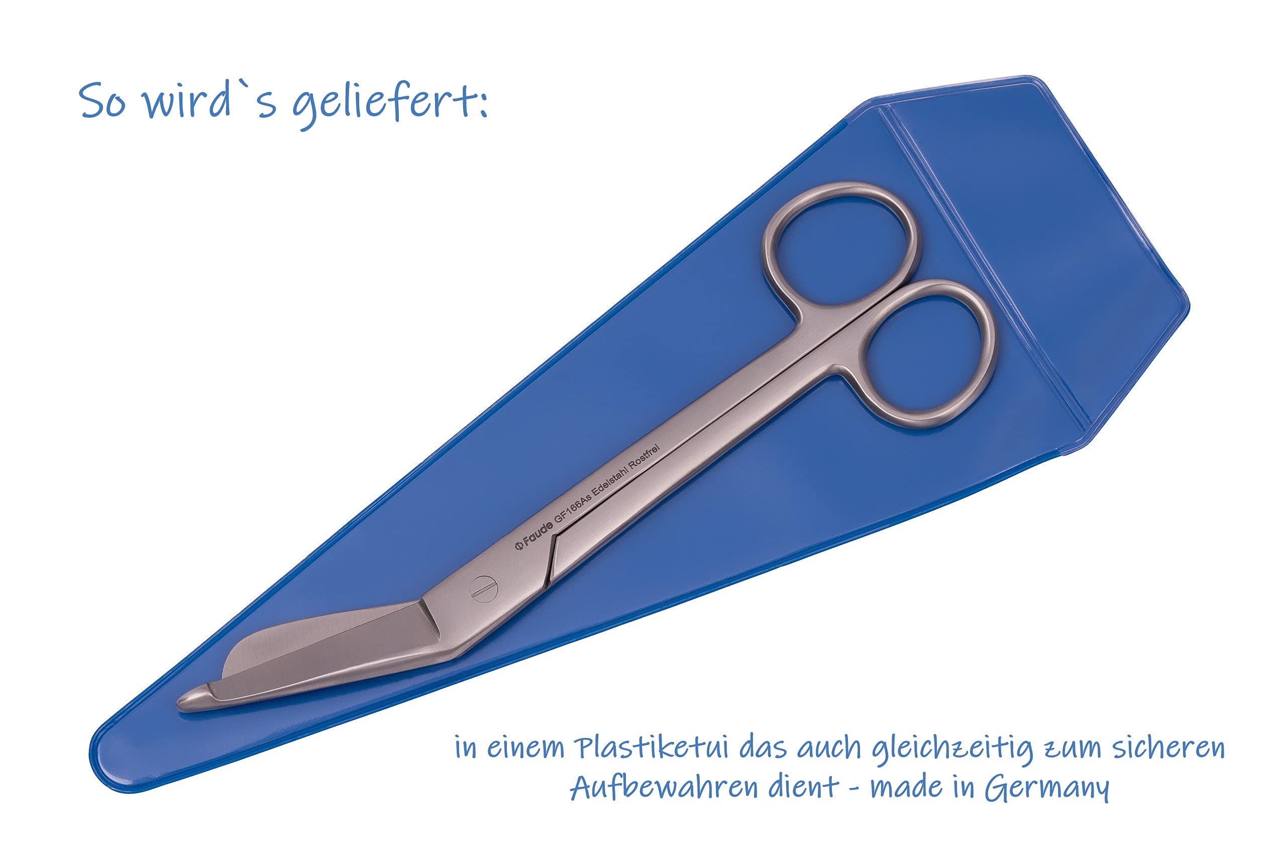 Hochwertige Faude Verbandschere nach Lister !!extra scharf!! für Verband, Pflaster und Kleider, rostfreier Edelstahl (groß 18cm)