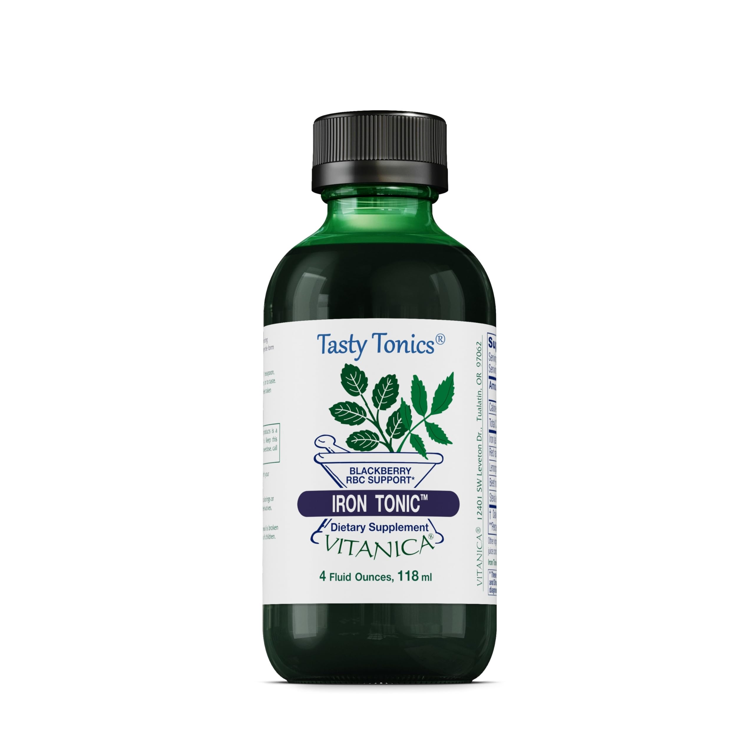 Vitanica Iron Tonic, Liquid Iron Bisglycinate, Vegan, 4 fl oz Pro Logo - 4 Fl Oz