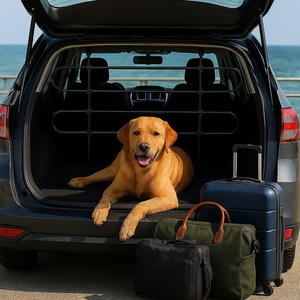 Start Griglia Divisoria Baule Auto per Cani, Regolabile in Altezza e Larghezza,Sicura per Trasportare Animali Domestici, Resistente Metallo, Facile da Installare per SUV, Station Wagon e Utilitarie