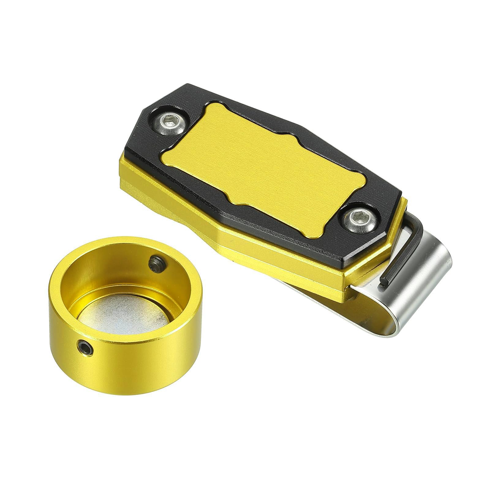 TA-VIGOR Magnetic Billiard Chalk Holder with Belt Clip, Round Aluminium Alloy Pool Cue Chalk Tip Holder Case, Portable Snooker Chalk Holder for Billiard Pool & Snooker, Gold