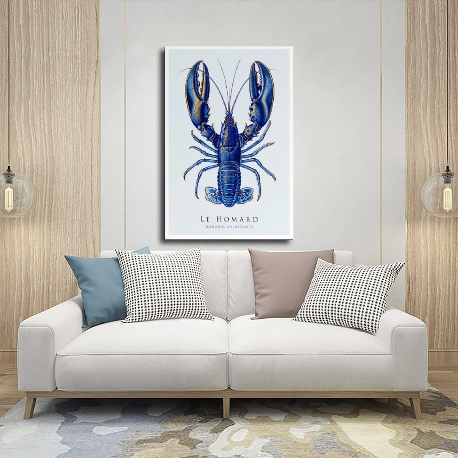 OAHFDF Stampa artistica da parete con illustrazione di aragosta e natura, decorazione artistica da parete per soggiorno e camera da letto, 60 x 90 cm