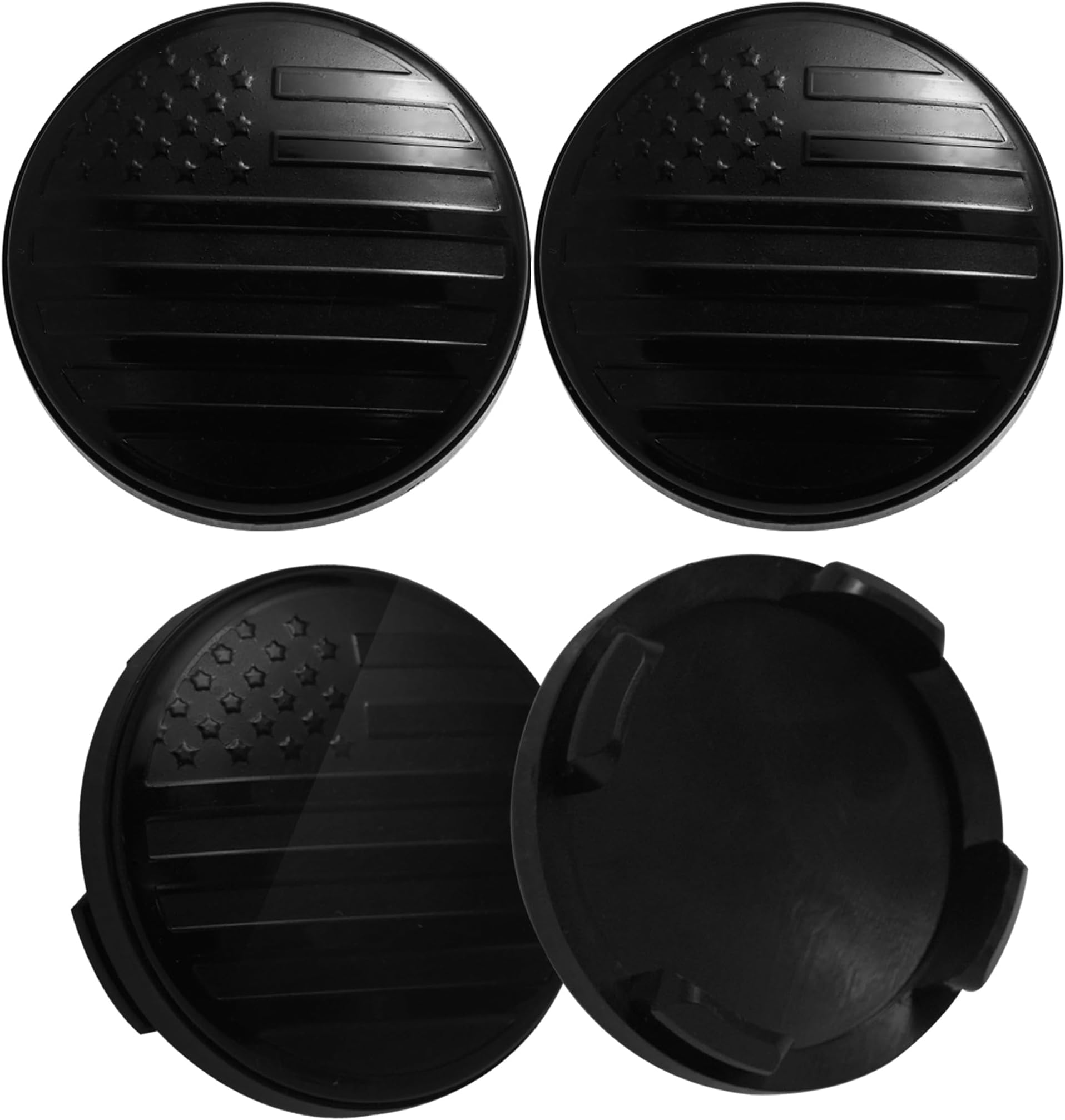 SANRILY 54mm/2.13 Inch ABS Plastic USA Flag Pattern Hubcaps Compatible with Ford F150 Explorer Edge Truck/SUV 4pcs Black Wheel Center Caps Hub Centre Rim Cover