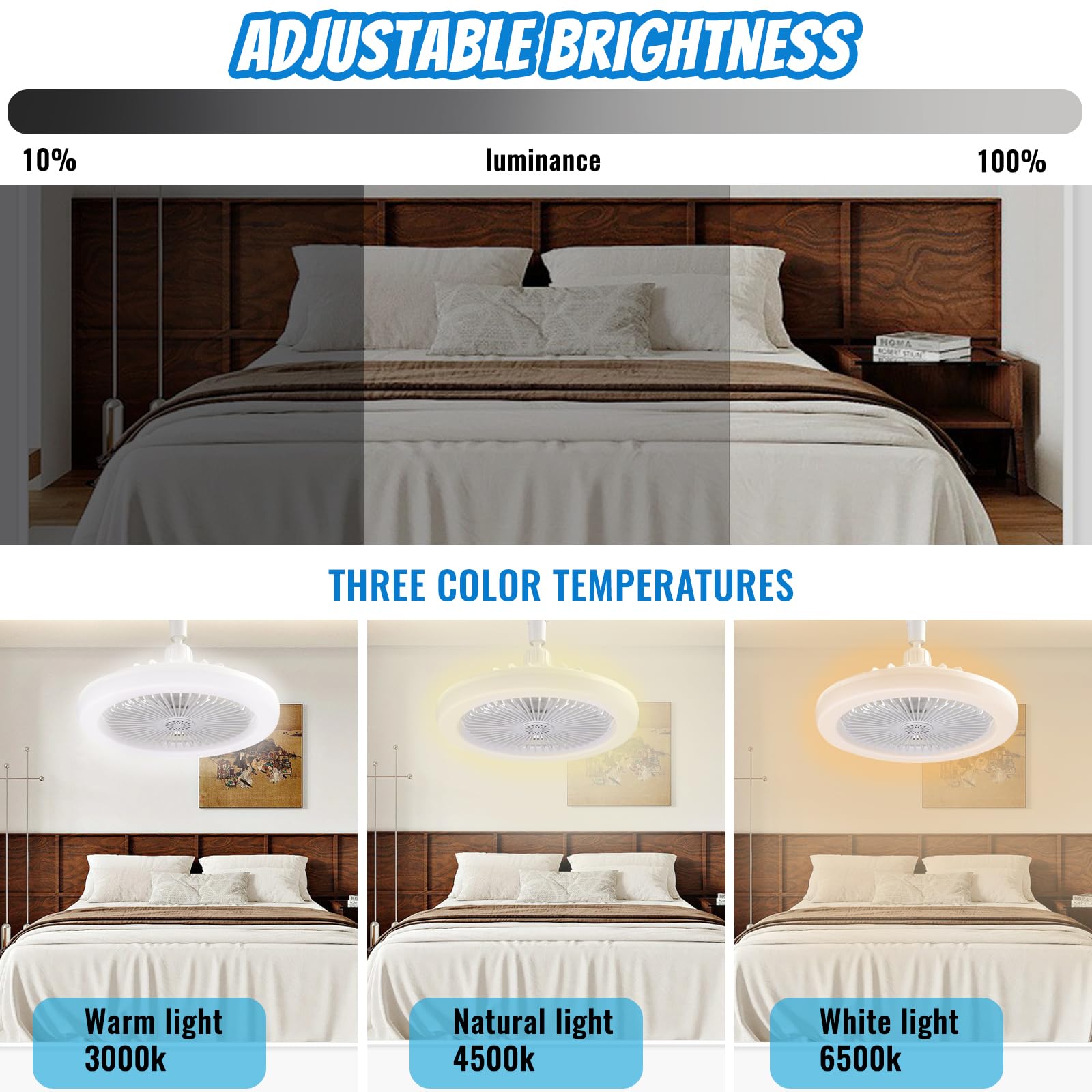 Lampadario Ventilatore da Soffitto, Lampadario VentolaconLuce, LED Ventola Soffitto con Luce E27, Lampada Ventilatore da Soffitto con Telecomando, Ventilatori da Soffitto con Luce