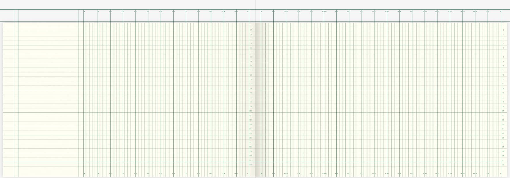 König & Ebhardt 8611821 Geschäftsbuch/Spaltenbuch (42,5 x 29,7cm, mit Kopfleiste 32 Spalten, 32 Zeilen, 80g/m², 40 Blatt, Drahtheftung)