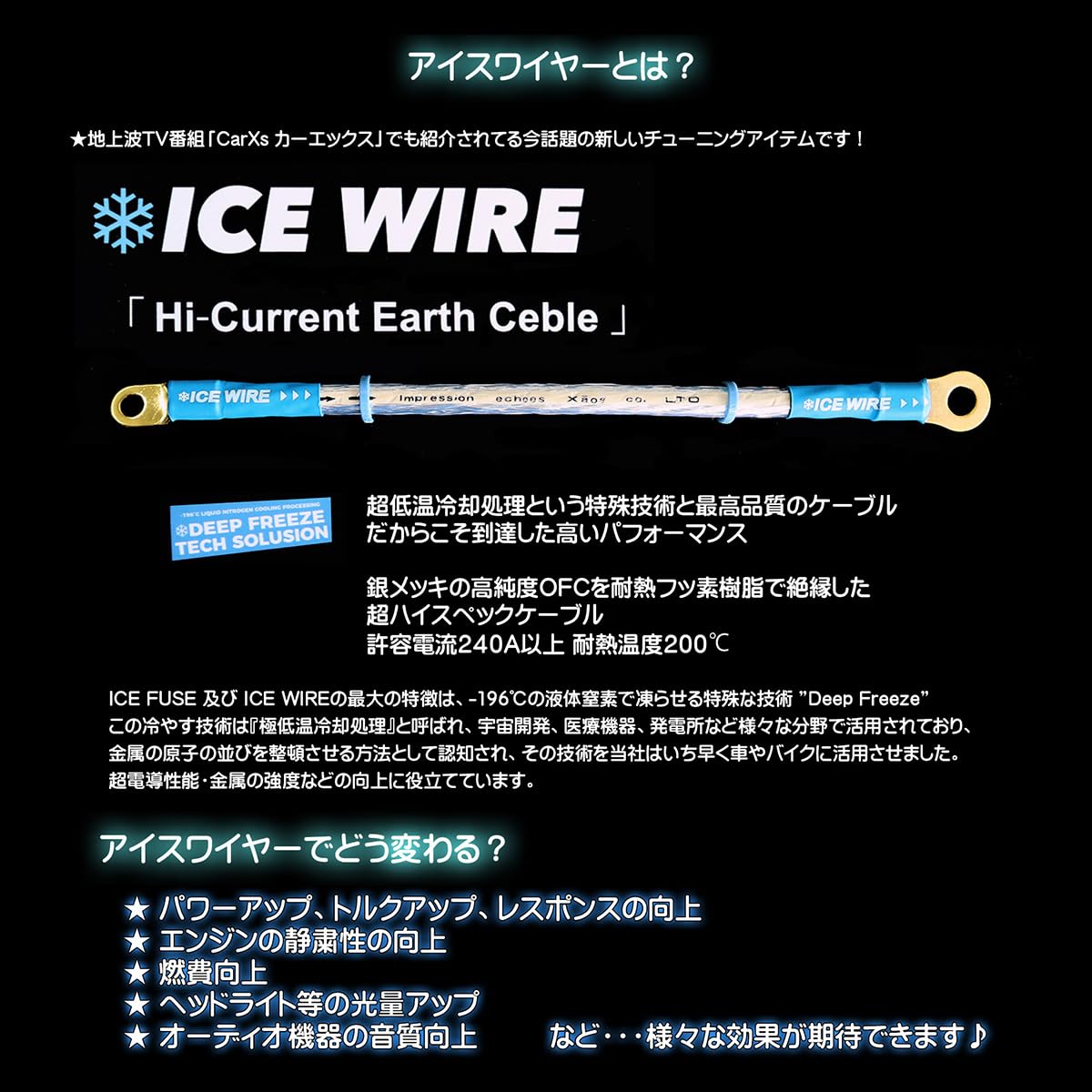 Amazon.co.jp: アイスワイヤー ICE WIRE 汎用 50cm 端子 M8→M8 ハイ 