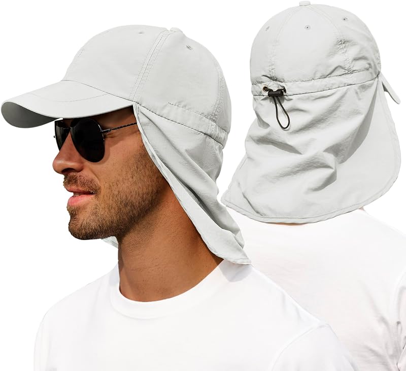 Zando UPF 50+ Sun Hats with Neck Flap for Men, Baseball Cap | Face & Neck Full Coverage, Waterproof & Quick-Dry, Breathable 6 Holes, Moisture-Wicking Band, Ideal for Fishing & Hiking