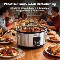 Vista 7 de HOMECOOKIN Slow Cooker, Extra Large 10 Quart Digital Programmable Slow Cookers with Timer, Dishwasher Safe Glass Lid & Crock, Kitchen Appliance for