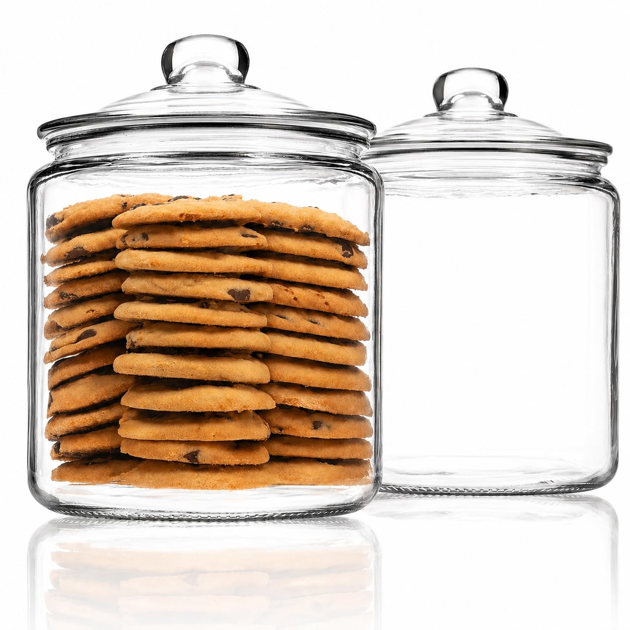 Photo 1 of 1 Gallon Glass Cookie Jar - Large Food Storage Container with Airtight Lid - Keep Fresh Flour, Chewy Pet Treats, Candy, Dried Foods, Detergent Pods for Your Kitchen or Laundry Room- Pack of 2