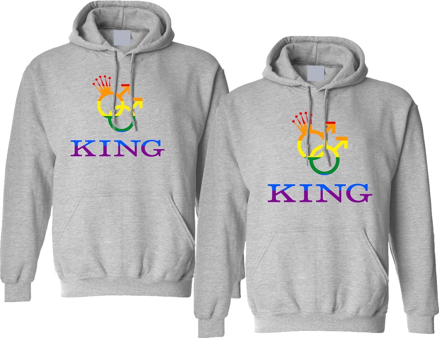 ALLNTRENDS Set of 2 Adult Hoodie King King Gays Matching Tops Pride Rainbow