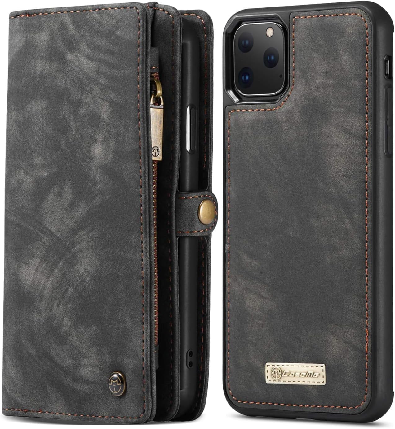 Compatible with iPhone 11 Pro Max Wallet Case, SINIANL Leather Zipper Detachable Credit Card Slot Money Pocket Clutch Cover Magnetic Closure Flip Cover for iPhone 11 Pro Max Blue