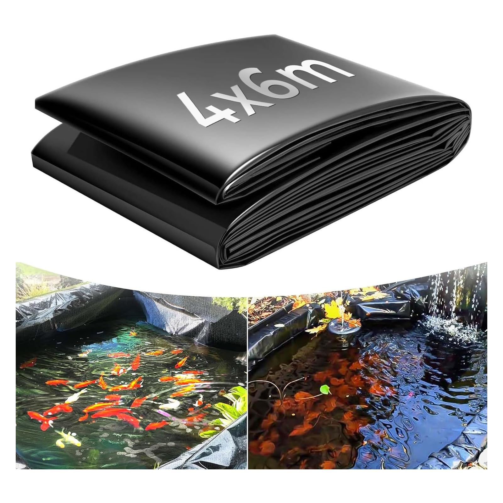4x6m Teichfolie, HDPE Teichfolien 0.2mm Stärke UV-Beständig für Gartenteich | Leicht zu Schneiden Teich Folie, für Fischteiche, Schildkrötenteiche, Springbrunnen, Bewässerungsteiche, Hochbeete