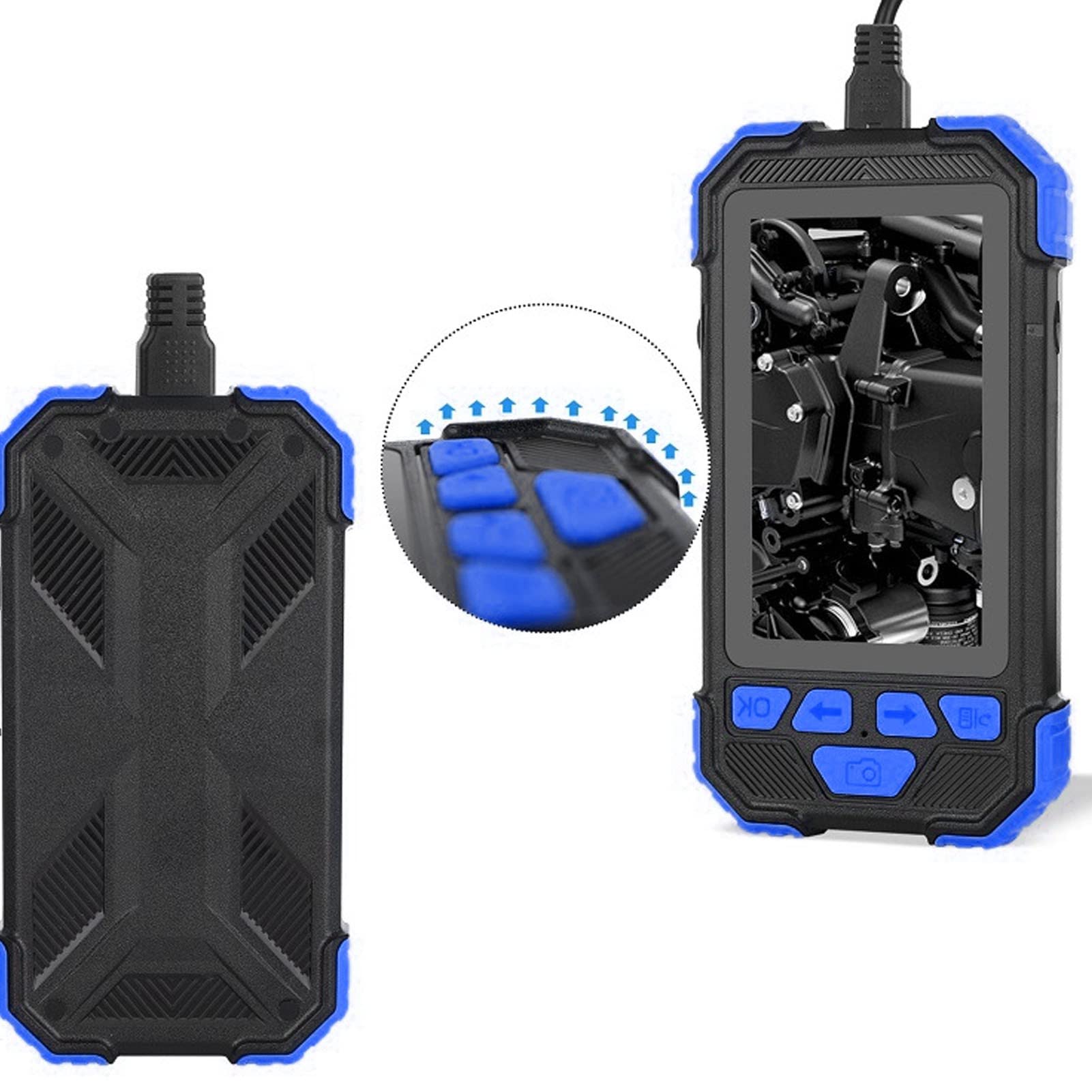 TENP Endoscopio a Doppia Lente, Schermo IPS da 4,3 Pollici Telecamera per ispezione periscopio HD 1080P con Batteria da 3000 mAh per lavori Sott'Acqua (Blu)