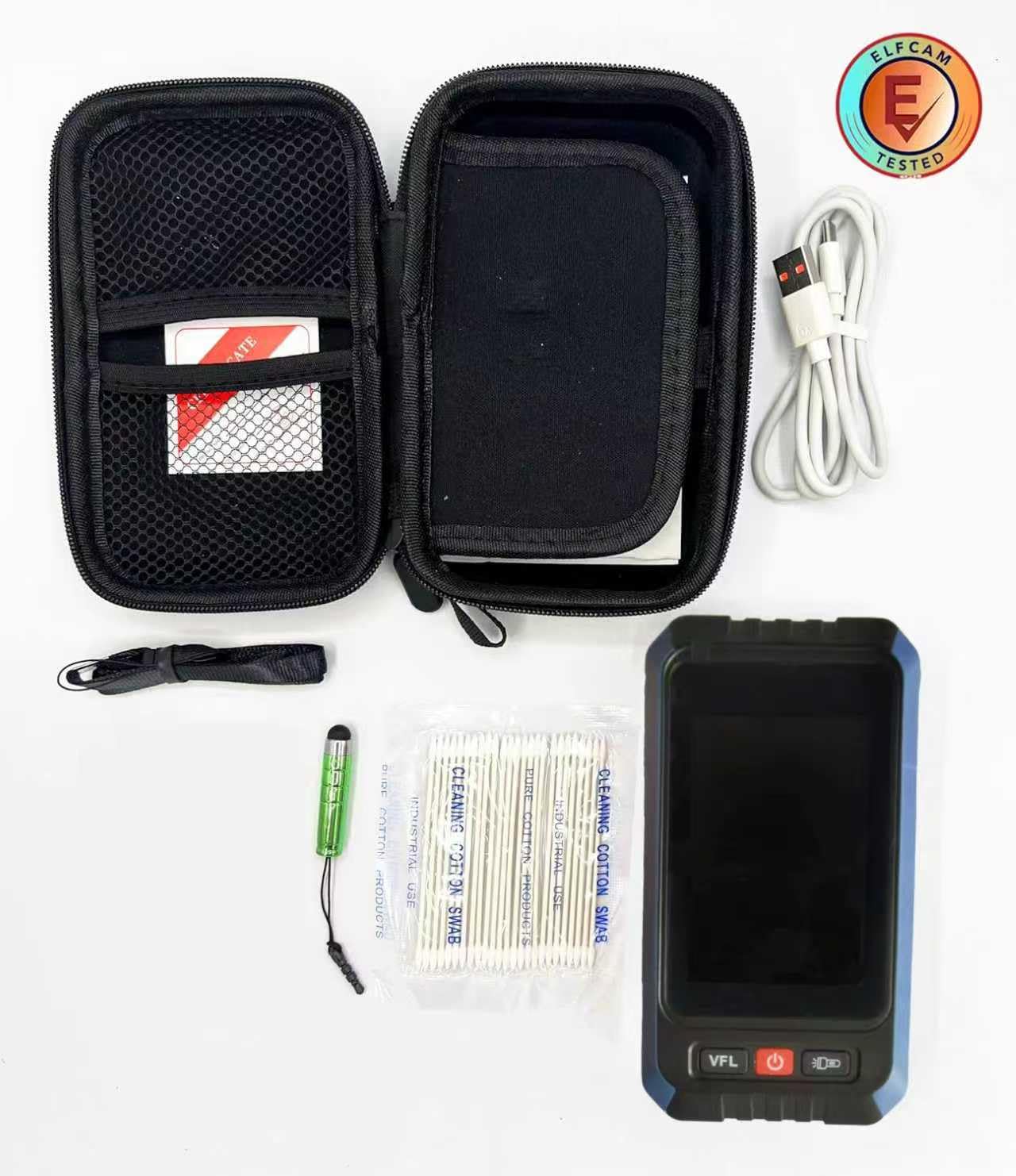 Elfcam - Mini OTDR Monomode ELF-2900, für Online-Test 1270nm/1310nm/1550nm/1490nm/1577nm XGS-PON, 22dB/20dB, bis 60km, mit Photometer, optisches Multimeter und VFL