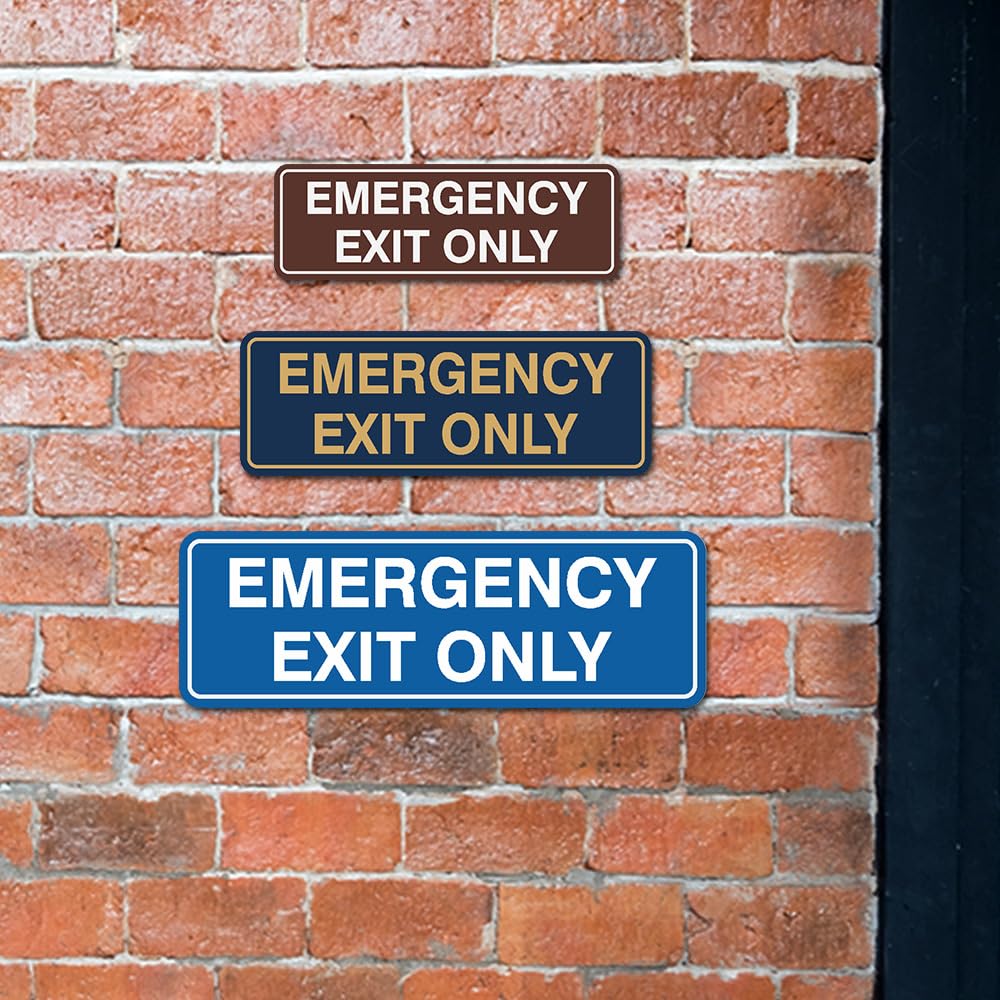 Signs ByLITA Señal de salida de emergencia estándar – fácil instalación | Señal duradera para pared o puerta (negro) – mediano