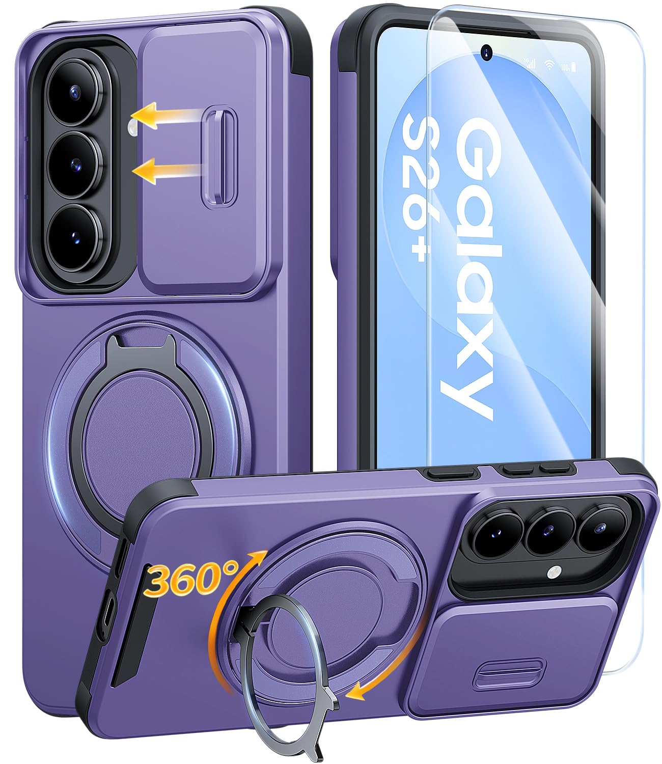 Photo 1 of JAME for Samsung Galaxy S26+ Plus Case with Ring Stand & Slide Camera Cover