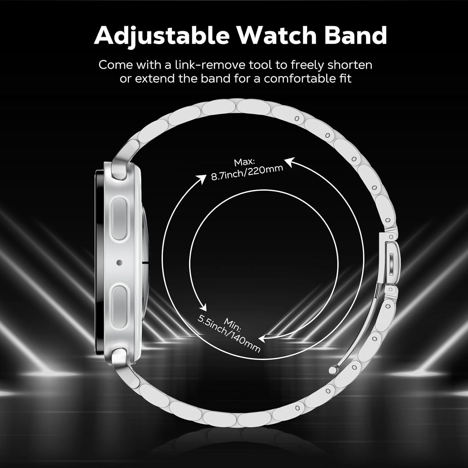 MoKo Metal Band Compatible with Samsung Galaxy Watch 8 Band 40mm 44mm/Galaxy Watch 8 Classic 46mm, No Gap Business Stainless Steel Strap for Men Women - Image 5