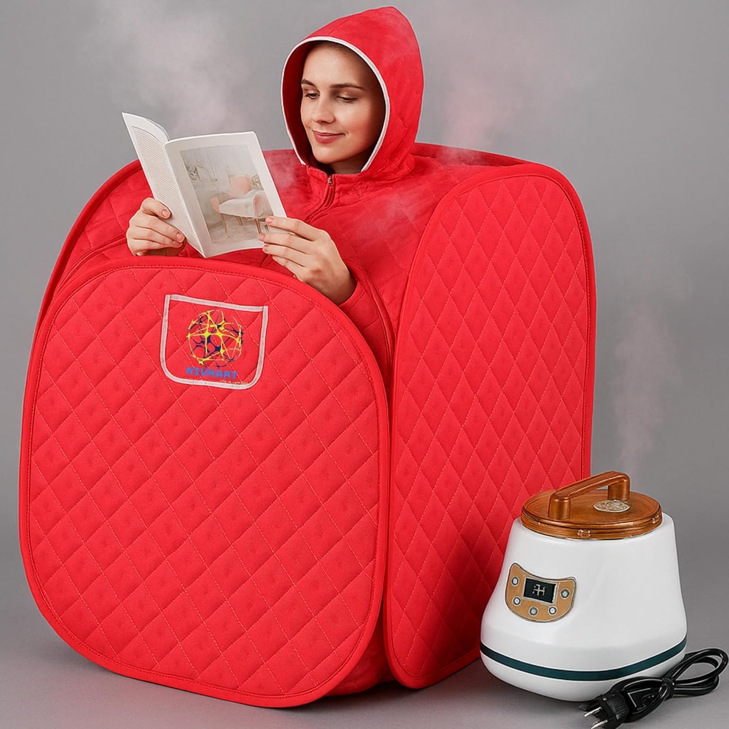 NIVKART Portable Steam Bath for Home Use with 3 Litre Steam Generator and Remote Control, Foldable Steam Sauna Tent,Auto Shutt Off, Temperature Control Size 105x100x95 cm, Made in India-image-22