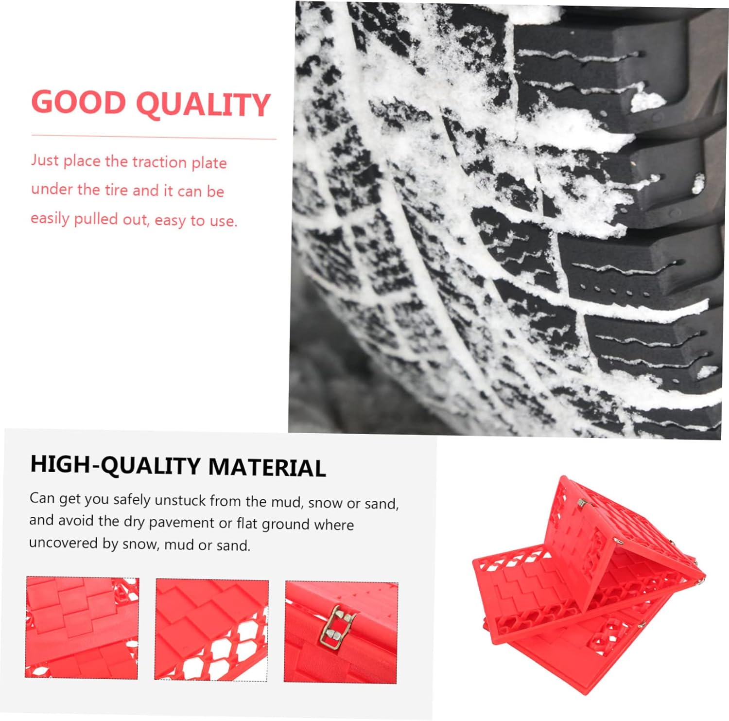 PRETYZOOM Tire Traction Board for Car Slip Plate Skid Pattern Mud Board for Emergency Use