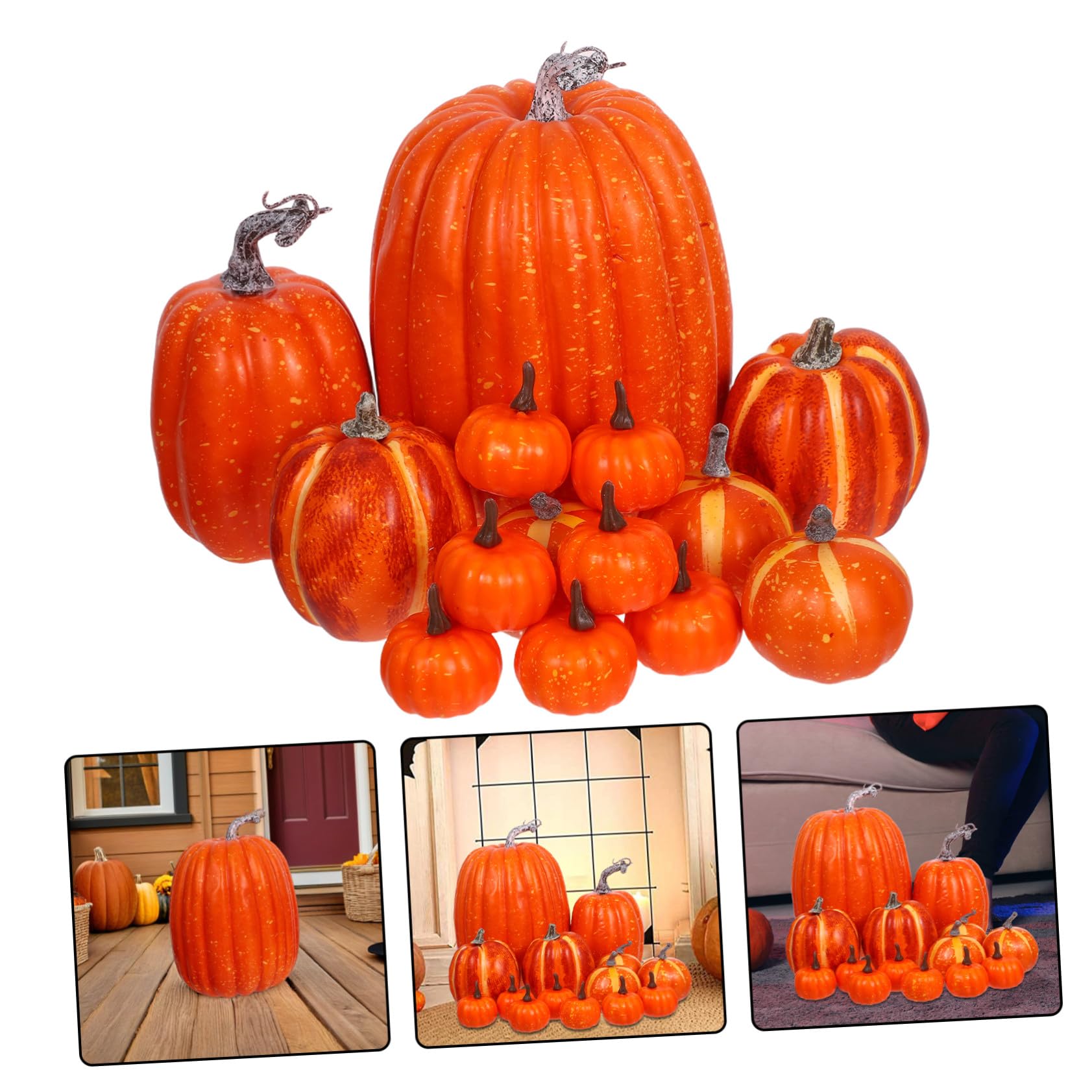 Alipis 14 Piezas Calabaza De Espuma De Simulación Calabazas De Cosecha Falsa Suministros para Fiestas De Cosechar Naranja