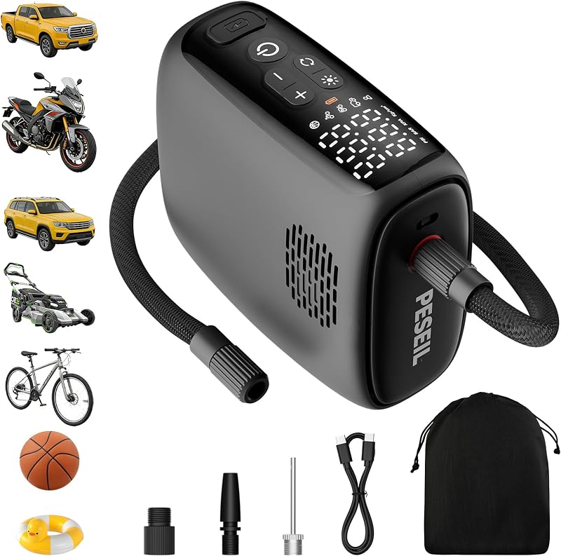 2026 Inflador de neumáticos Compresor de aire portátil [40L/min 200% más rápido] Inflado | Bomba de aire de 150 PSI para autos, apagado automático, batería de 2600 mAh, manómetro digital, bomba inalámbrica para auto, bicicleta, motocicleta