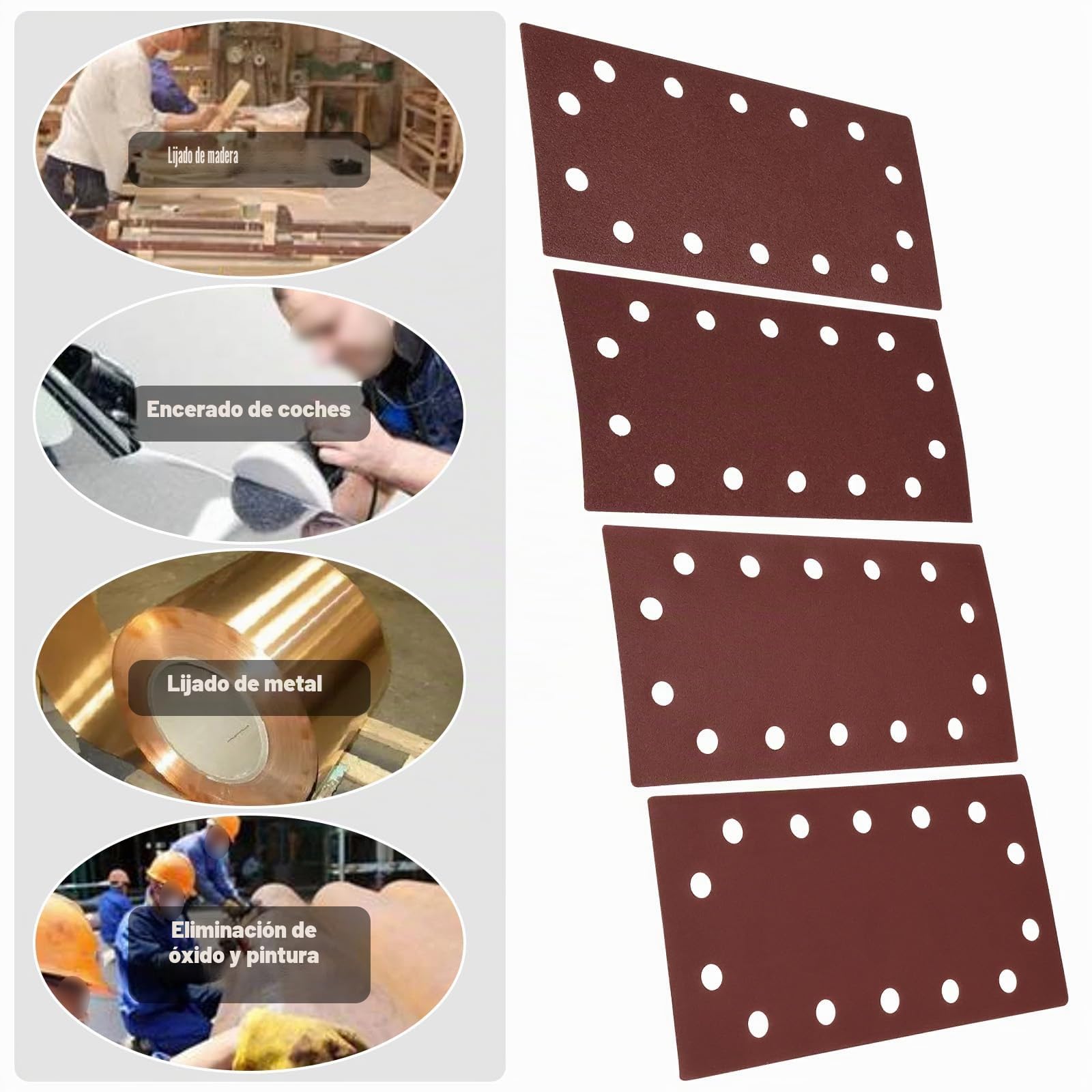SG Store 40 Hojas Juego de Lija de 115 X 230 Mm Almohadillas para Lijar con Gancho Y Bucle de 1/2 Pulgada para Lijadoras Orbitales Grano Mixto 60/80/120/240