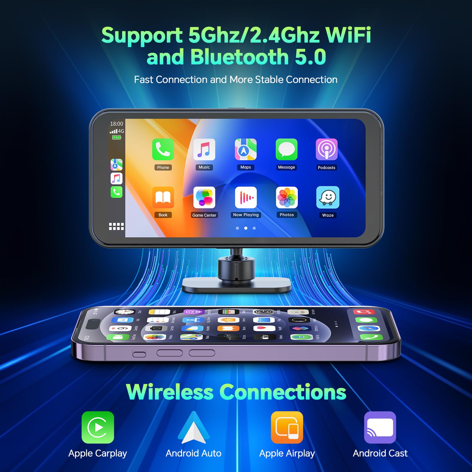 LAMTTO Carplay Coche con 4K+1080p Cámara de Salpicadero Delantera y Trasera, A-ppIe Carplay Android Auto Inalámbrica, 6,25" Pantalla Táctil Navegación Asistente Voz Bluetooth FM AUX Tarjeta SD 64 GB