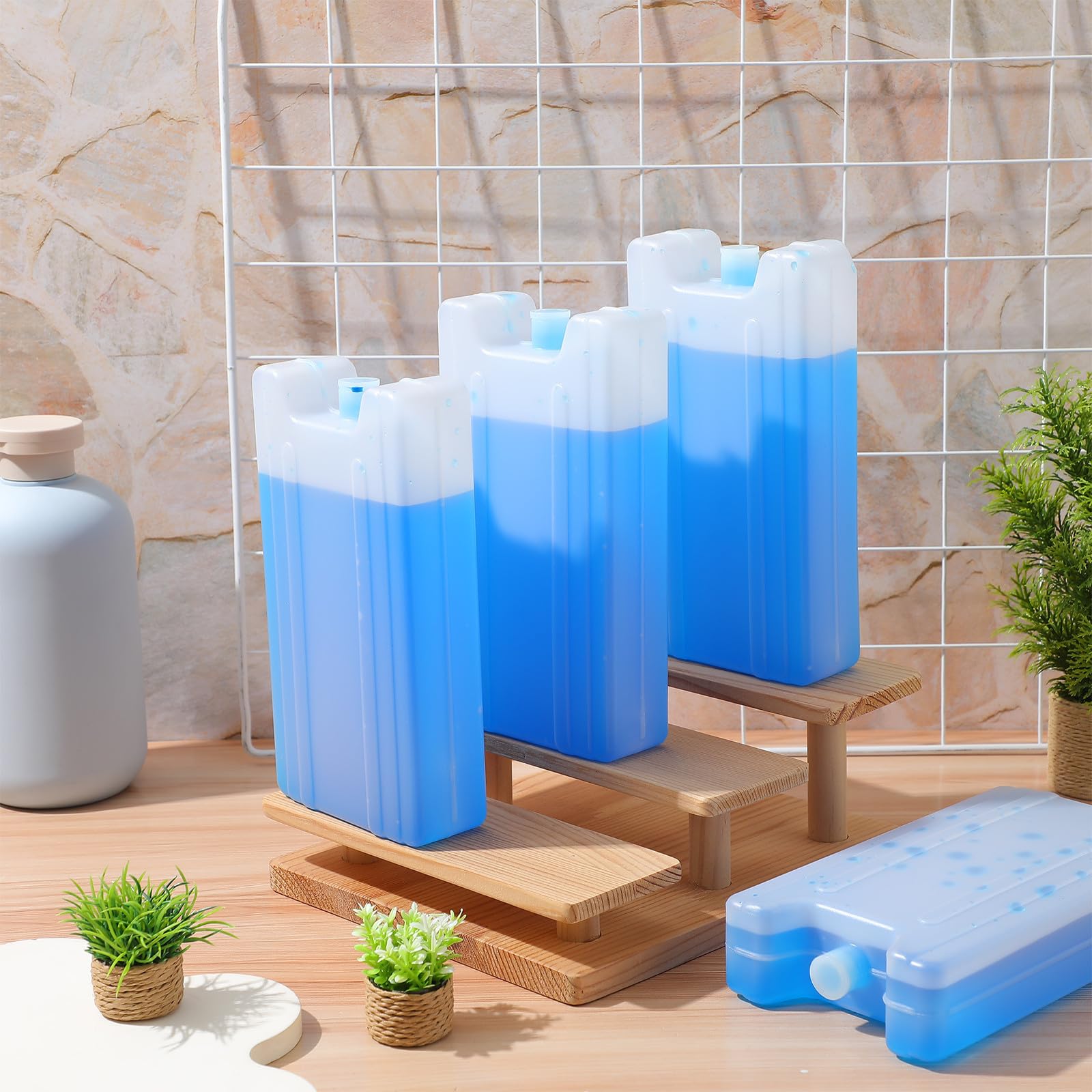 4 Pièces Poche de Glace Réutilisable Plastique Haute Densité 400ml Facile à Utiliser pour Ventilateur et Congélateur pour Camping et Lunch Box