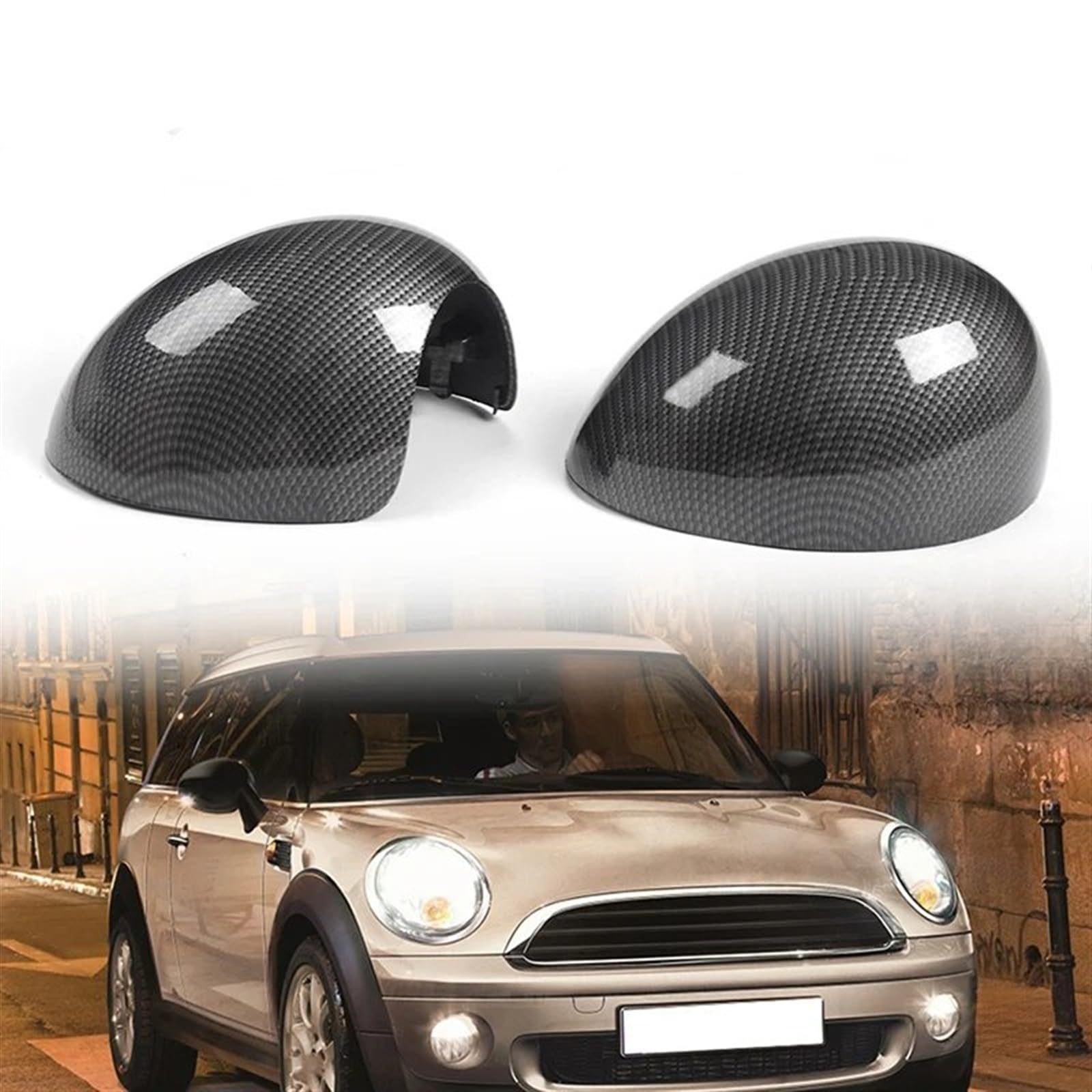 Calotte Specchietti Retrovisori Carbon Look Per Mini Cooper R55-R61 | Set Di 2 - 2