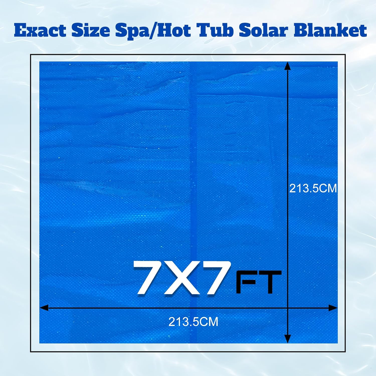BigXwell Solar Pool Cover, Hot Tub Bubble Blanket,16-mil 7x7 Foot Square Spa Cover Hot Tub Solar Blanket, Heavy-Duty Heat Retaining Thermal Blanket