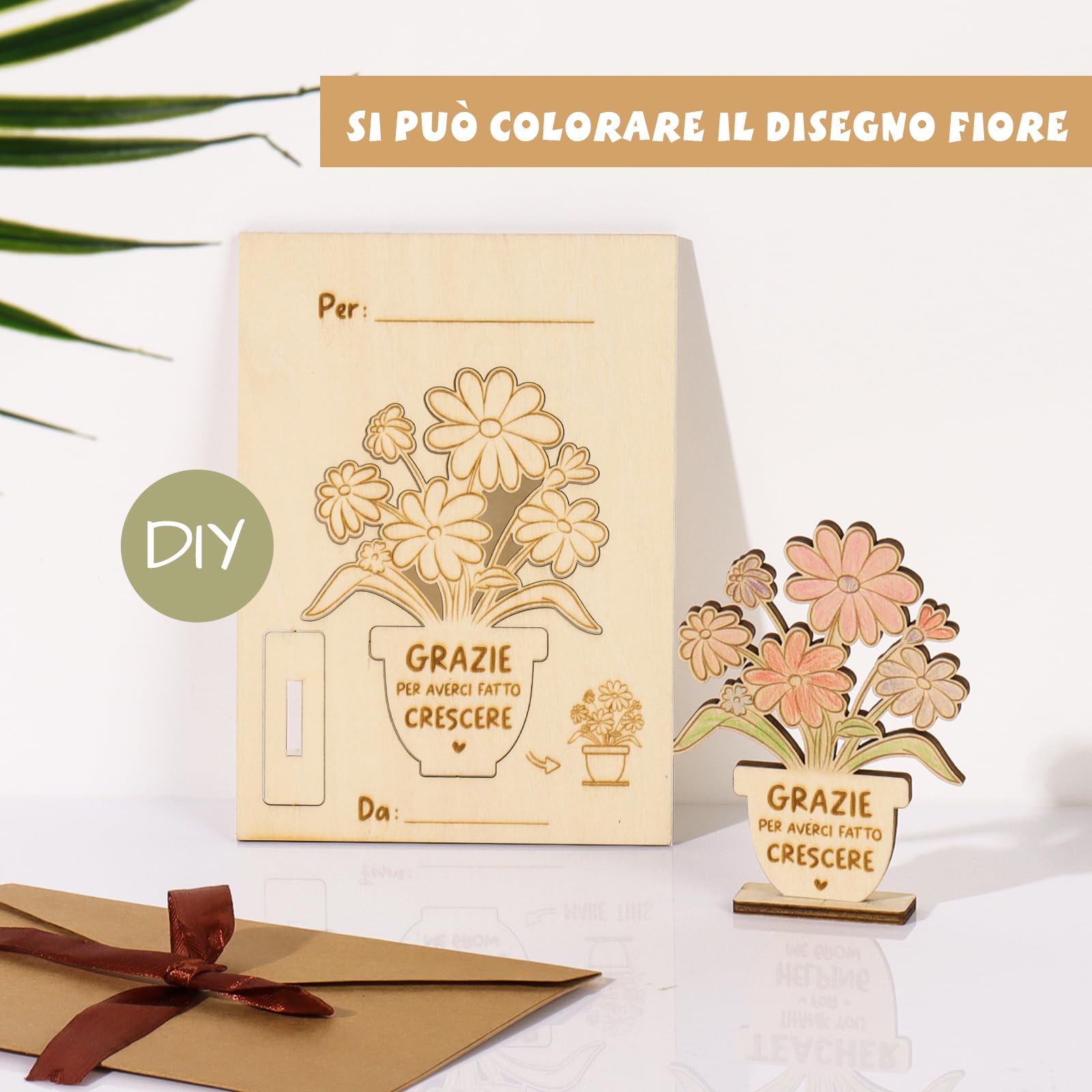 Biglietto di Natale con impronta della mano per insegnante di scuola materna, regalo per insegnante di