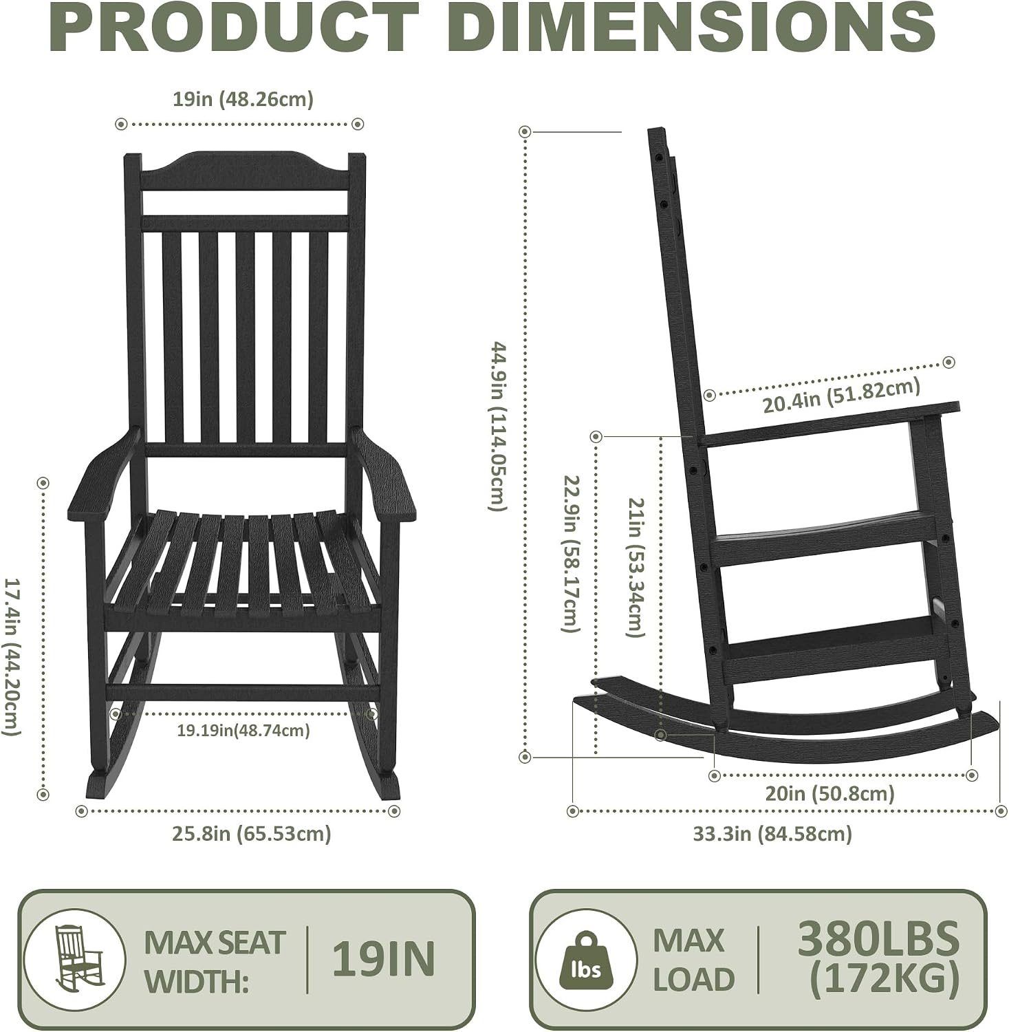 Outdoor Rocking Chair, Oversized Resin Outdoor Rocking Chair