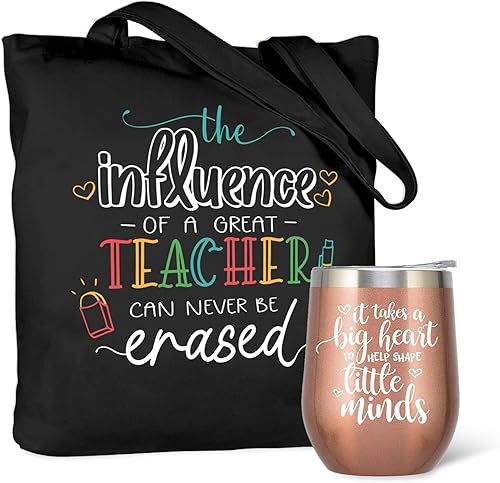 CARAKNOTS Regalos de agradecimiento para profesores para mujeres, regalos para profesores, vasos para profesores, juego de bolsas para profesores,