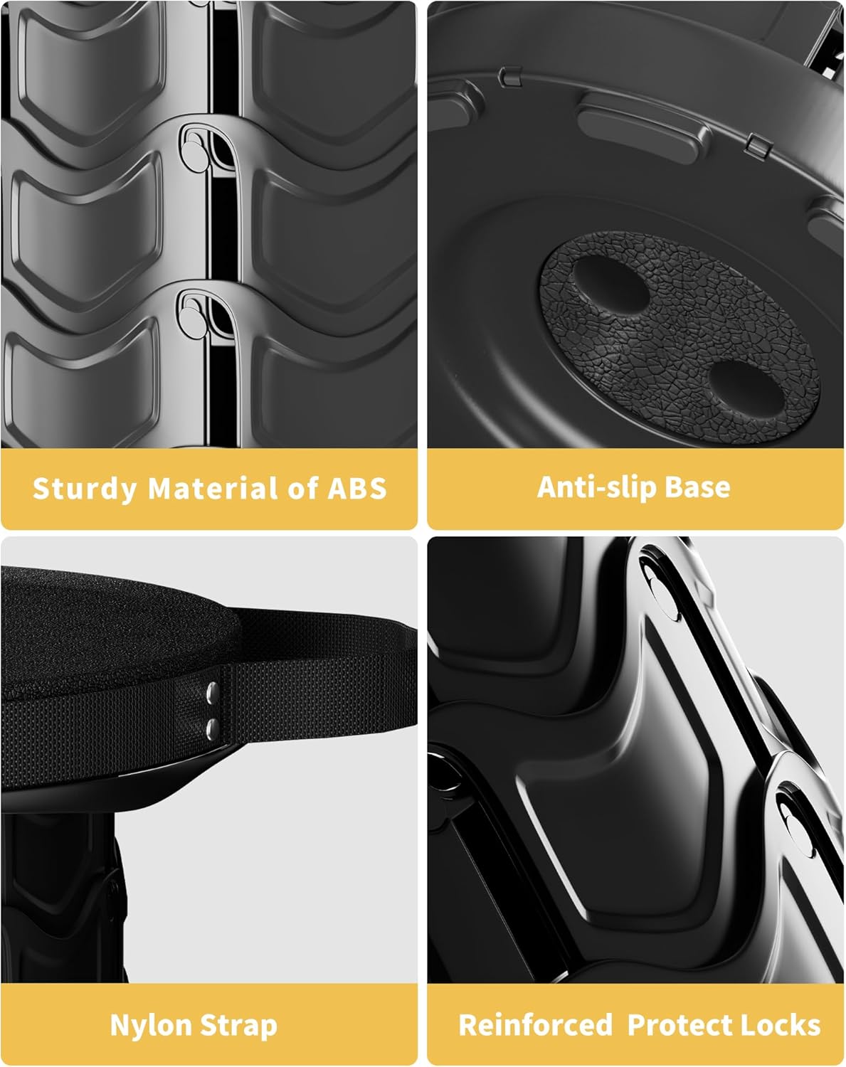 Upgraded Collapsible Stool with Detachable Cushion & Waterproof Bag - 400lbs Heavy Duty Portable Folding Stool for Adults, Telescoping Camping Seat with Carrying Straps for Fishing Hiking Travel BBQ