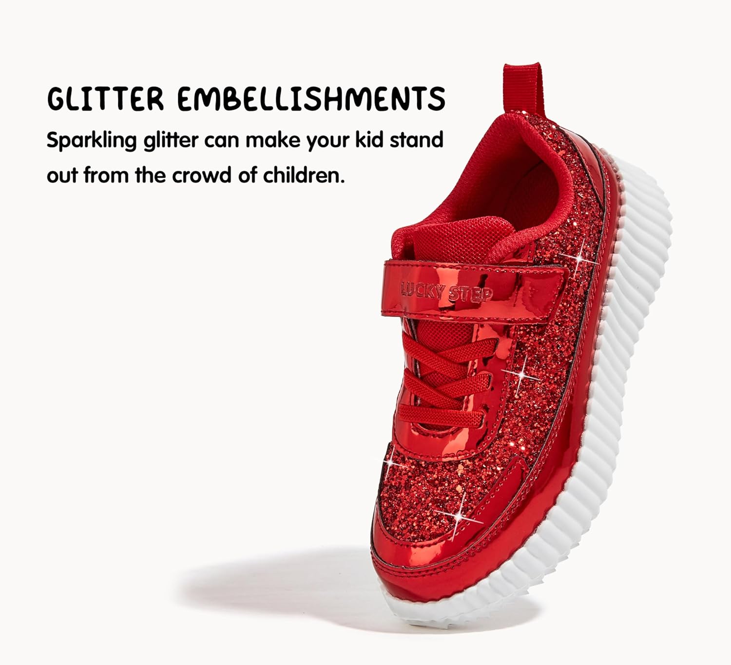 LUCKY STEP Kid's Glitter Running Sneaker Sparkly Braided Shiny Bling Princess Shoes School Athletic Walking Shoes for Children/Boys/Girls - Image 2